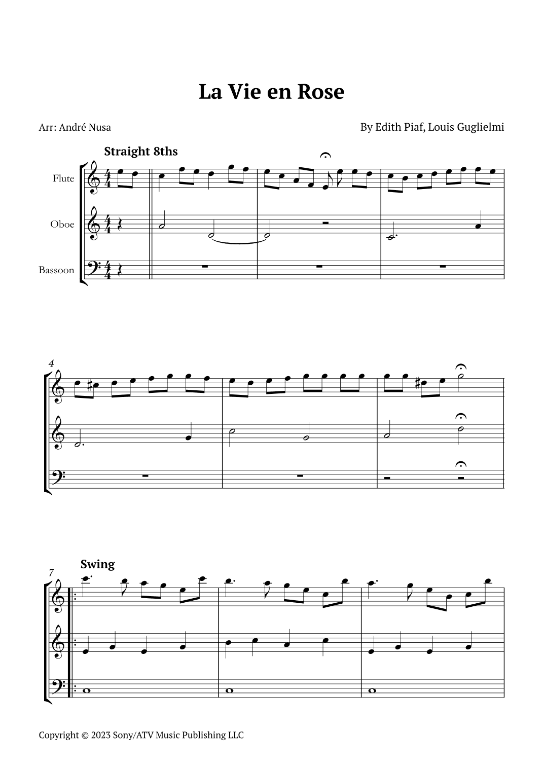 La Vie En Rose (arr. André Nusa)