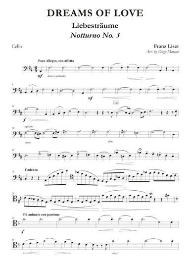 Dreams of Love No. 3 for Cello and Piano (arr. Diego Marani)