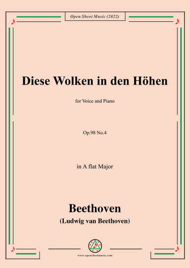 Beethoven-Diese Wolken in den Hohen,Op.98 No.4,in A flat Major,from An die ferne Geliebte (arr. OSM Press)