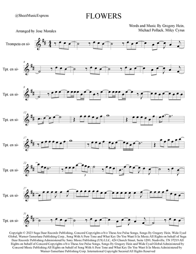 Flowers (arr. Sheet Music Express)
