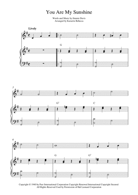 You Are My Sunshine (arr. Kaiserin Rebecca)