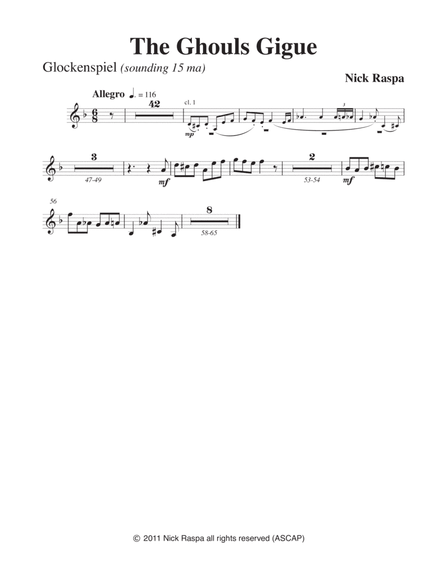 The Ghouls Gigue (from Three Dances for Halloween) Full Orchestra - Glockenspiel part