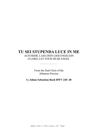FINAL CHOIR OF THE JOHANNES PASSION BWV 245: 40; - Deutsche, English and Italian lyrics (arr. Renato Tagliabue)