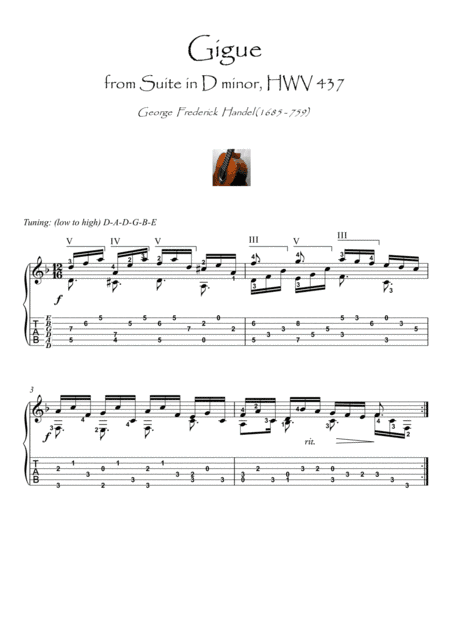 Gigue by Handel guitar fingerstyle (arr. PianoSheetNow)