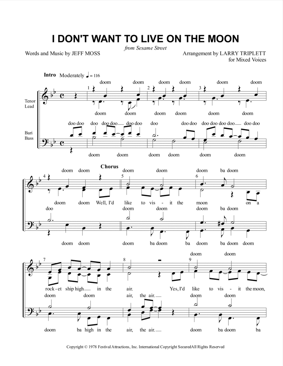 I Don't Want To Live On The Moon (arr. Larry Triplett)