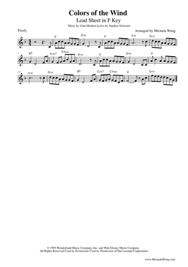 Colors Of The Wind (arr. Miranda Wong)
