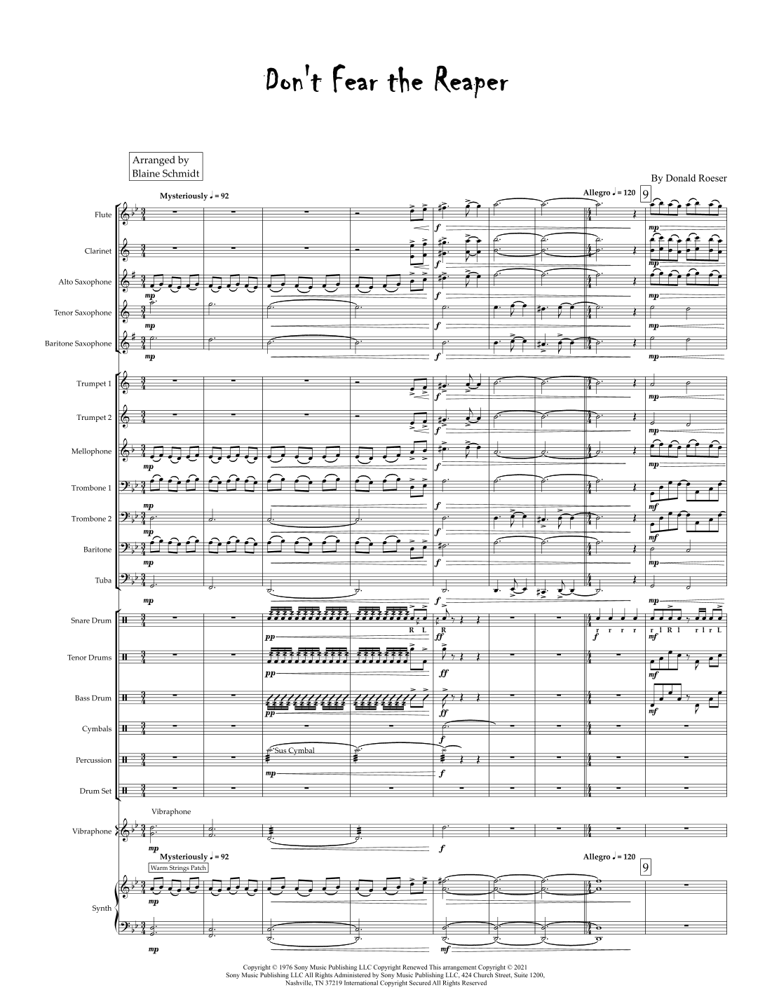 Don't Fear The Reaper (arr. Blaine Schmidt)
