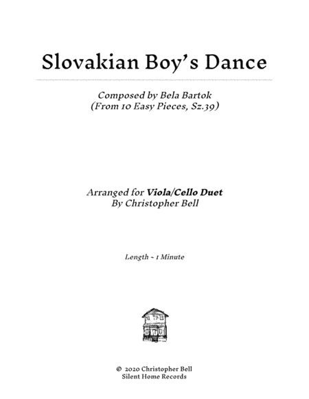 Bela Bartok - Slovakian Boy's Dance(From 10 Easy Pieces) - Viola/Cello Duet (arr. Christopher Bell)