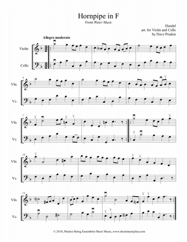 Handel's Hornpipe in F for Violin and Cello (arr. Dave Prudon)