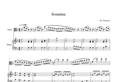 Sonatina (In C Major) - Muzio Clementi (Viola + Piano) (arr. Digital Book Music)