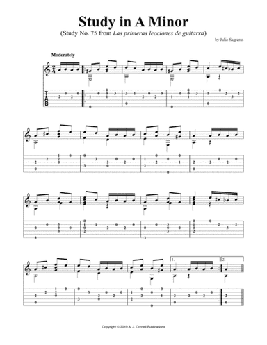 Study in A Minor (Study No. 75 from Las primeras lecciones de guitarra) (arr. A. J. Cornell Publications)