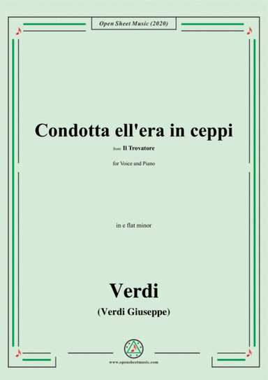 Verdi-Condotta ell'era in ceppi,in e flat minor,for Voice and Piano (arr. MSM)