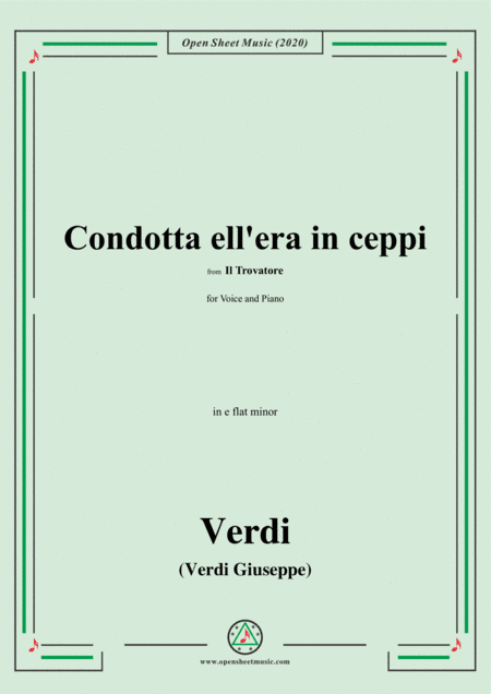 Verdi-Condotta ell'era in ceppi,in e flat minor,for Voice and Piano (arr. MSM)