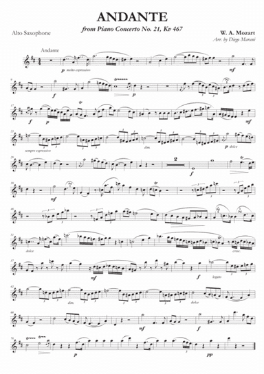 Andante from Concerto No. 21 for Alto Saxophone and Piano (arr. Diego Marani)