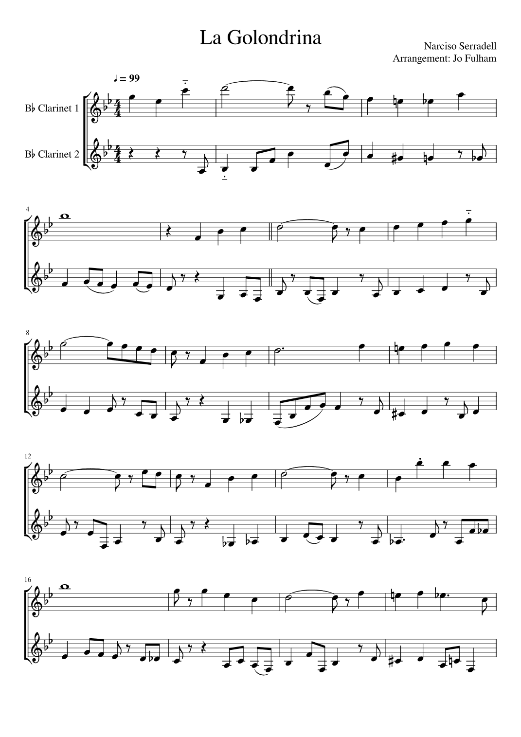 La Golondrina (arr. Jo Fulham)