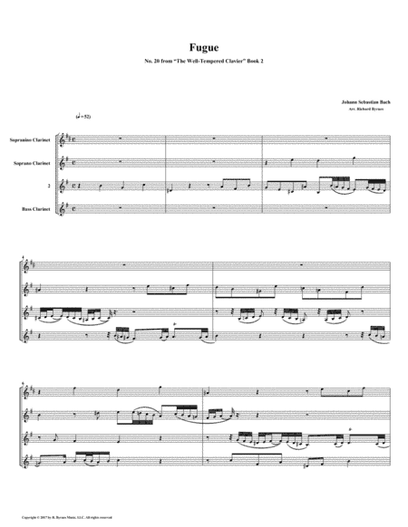 Fugue 20 from Well-Tempered Clavier, Book 2 (Clarinet Quartet) (arr. Richard Byrnes)