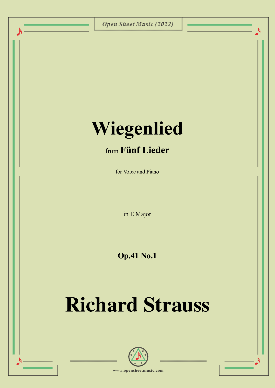 Richard Strauss-Wiegenlied,in E Major,Op.41 No.1 (arr. OSM Press)