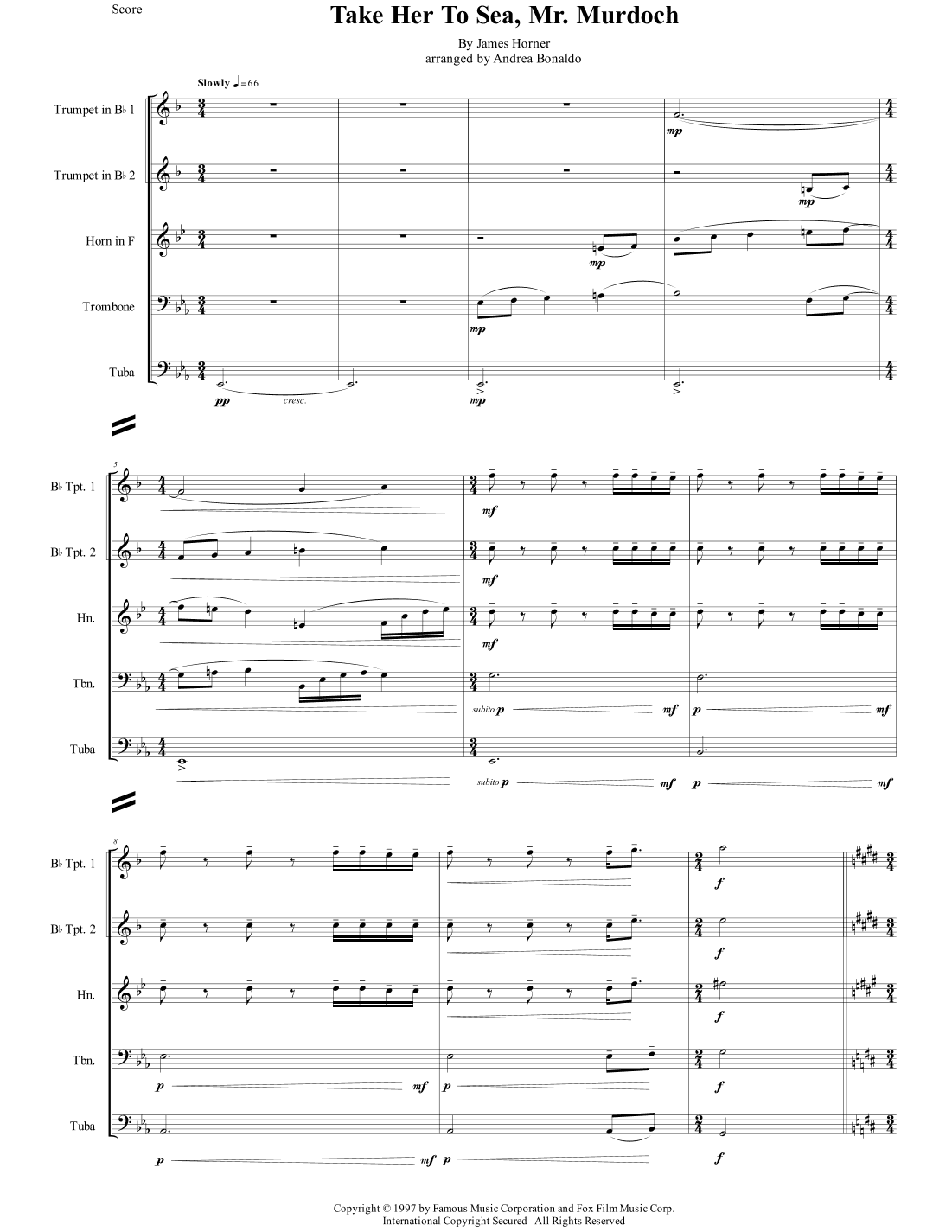 "take Her To Sea, Mr. Murdoch" (arr. Andrea Bonaldo)