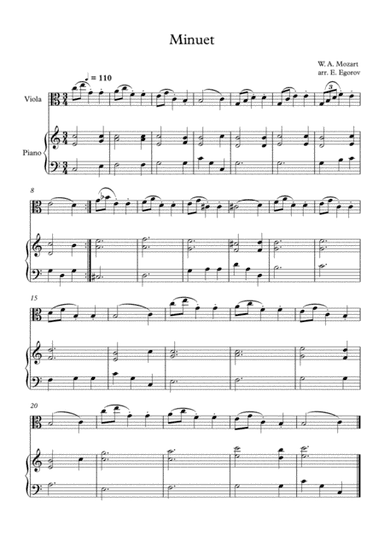 Minuet (In F Major), Wolfgang Amadeus Mozart, For Viola & Piano (arr. Eugene Egorov)