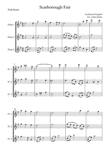 Scarborough Fair for Flute Trio (arr. Fabio Britto)