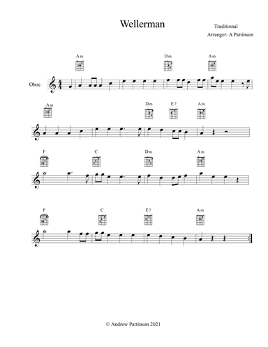 Wellerman for Easy Oboe with Guitar Chords (arr. Andrew Pattinson)