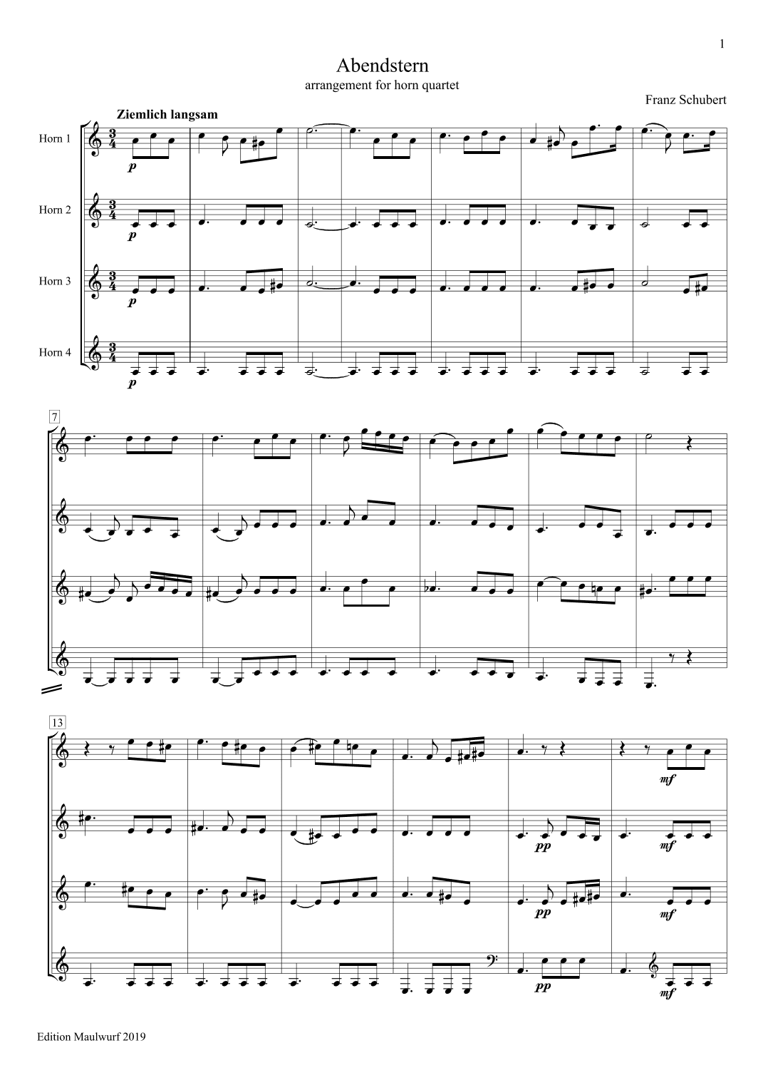 Abendstern (arr. Edition Maulwurf)