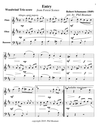 Entry-Schumann-Woodwind Trio (arr. Phil Beaman)
