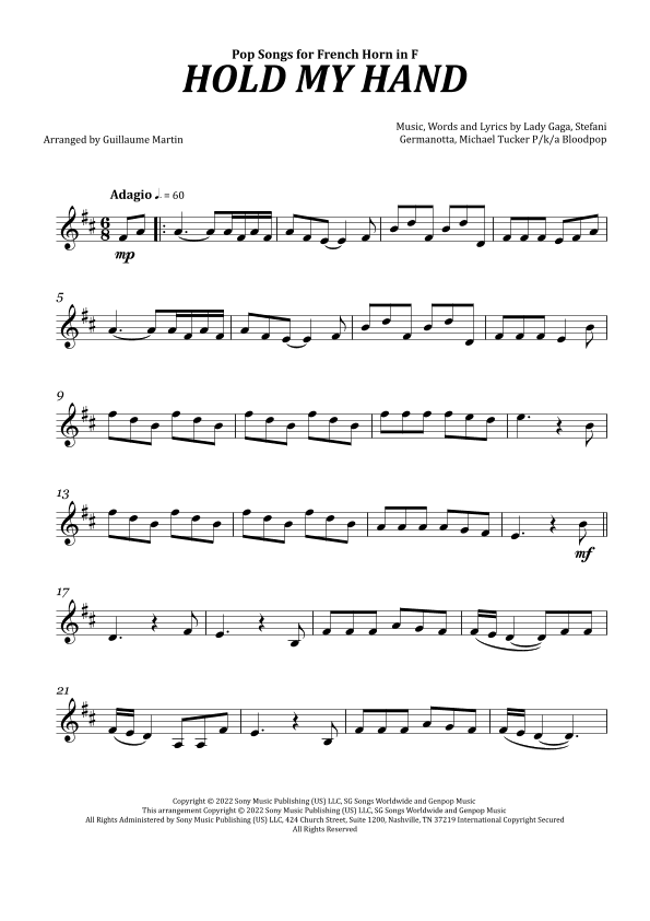 Hold My Hand (arr. Guillaume Martin)