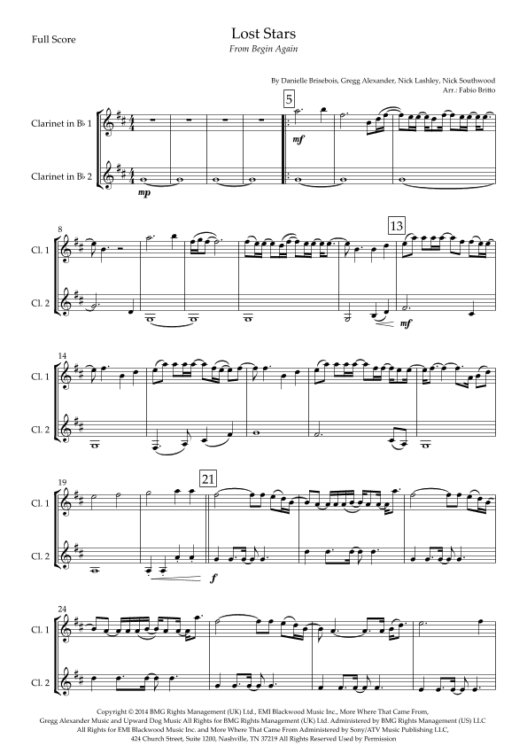 Lost Stars (arr. Fabio Britto)