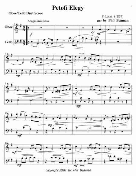 Petofi Elegy-Liszt-oboe-cello duet (arr. Phil Beaman)