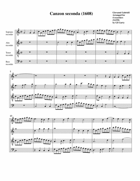 Canzon no.2 a4 (1608) (arrangement for 4 recorders) (arr. Gil Garty)