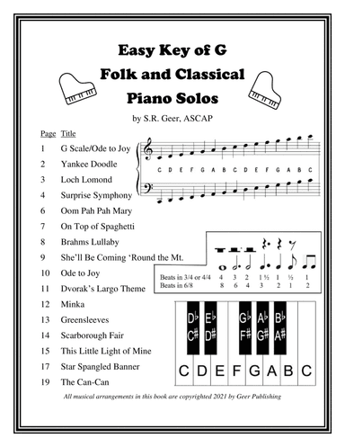 Really Easy Piano Solos in the Key of G (arr. S.R. Geer, ASCAP)