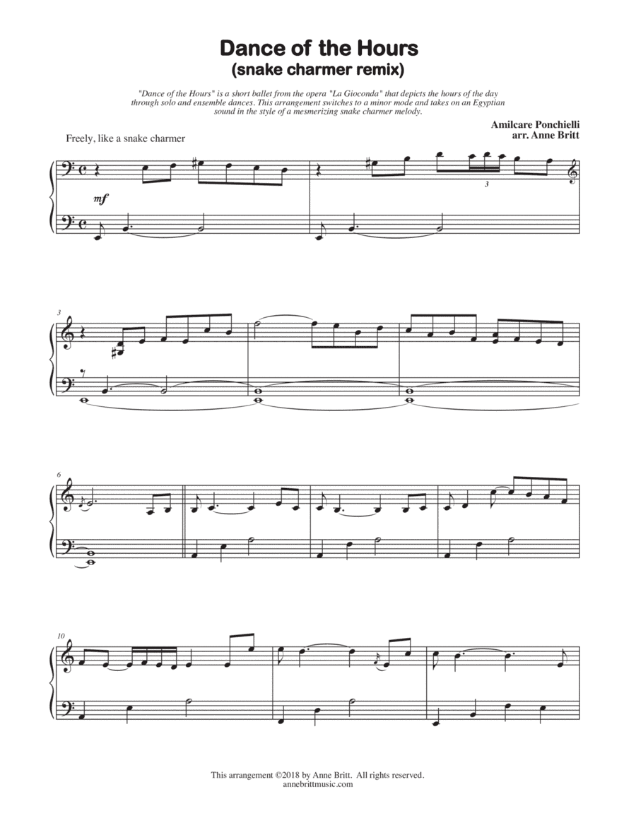 Dance of the Hours (snake charmer remix) (arr. Anne Britt)