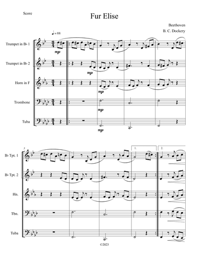 Fur Elise (Brass Quintet) (arr. B. C. Dockery)