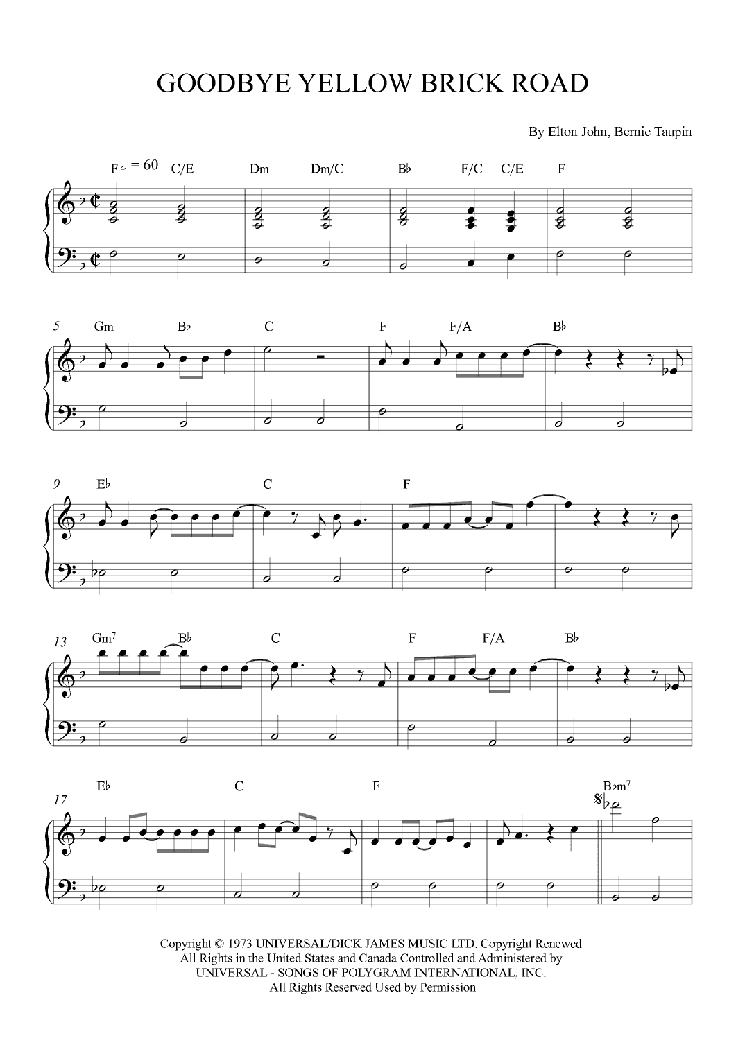 Goodbye Yellow Brick Road (arr. Alex Nunes Rodrigues)