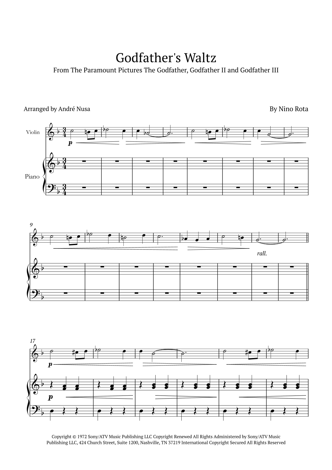 The Godfather Waltz (arr. André Nusa)