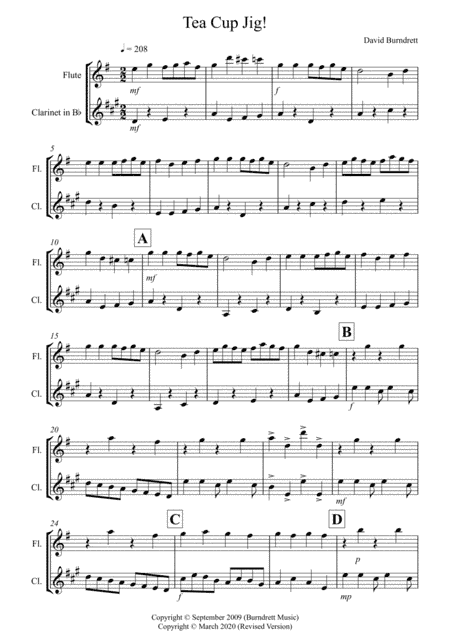 Tea Cup Jig! for Flute and Clarinet Duet