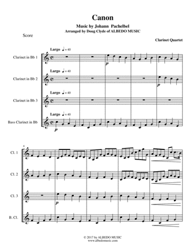 Pachelbel's Canon for Clarinet Quartet (arr. Doug Clyde)