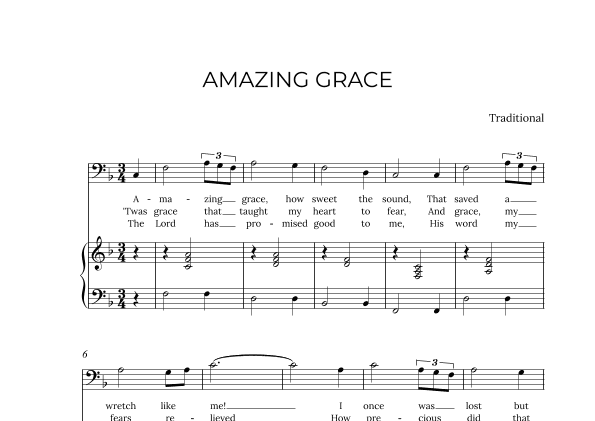 AMAZING GRACE - for piano and baritone in F major (arr. Alex Nunes Rodrigues)