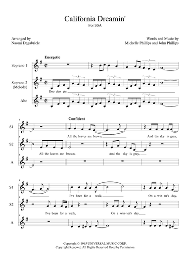 California Dreamin' (arr. Naomi Degabriele)