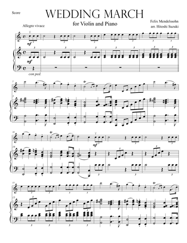 Wedding March for Violin-Piano Duo (arr. Hitoshi Suzuki)