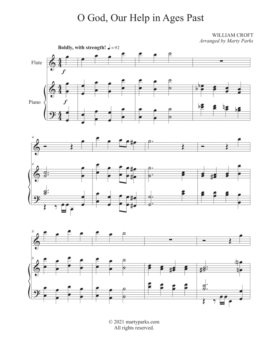 O God, Our Help in Ages Past (Flute-Piano) (arr. Marty Parks)