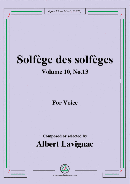 Lavignac-Solfège des solfèges,Volume 10,No.13,for Voice (arr. MSM)