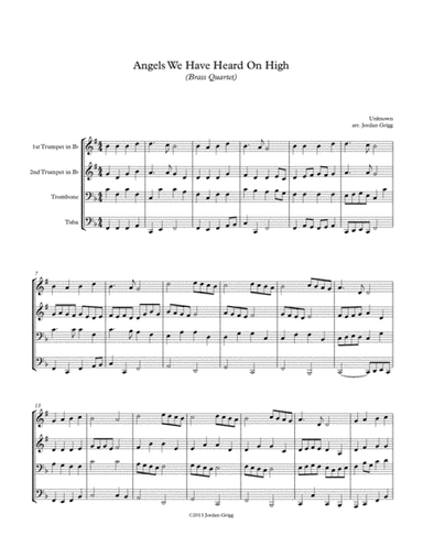 Angels We Have Heard On High (Brass Quartet) (arr. Jordan Grigg)