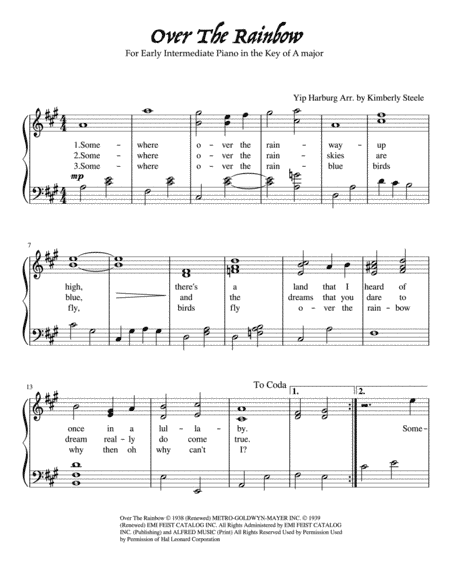 Over The Rainbow (from The Wizard Of Oz) (arr. Kimberly Steele)