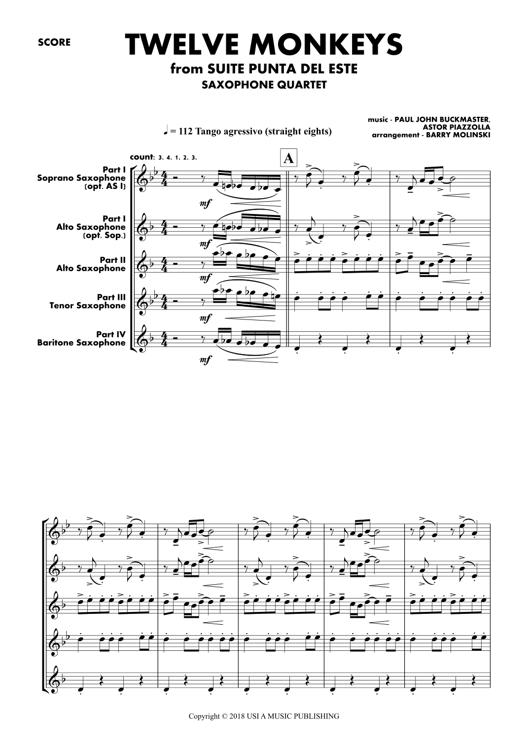 Twelve Monkeys (arr. BARRY MOLINSKI)