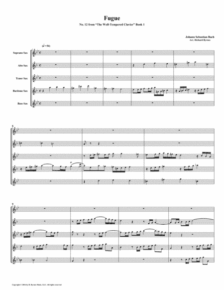 Fugue 12 from Well-Tempered Clavier, Book 1 (Saxophone Quintet) (arr. Richard Byrnes)