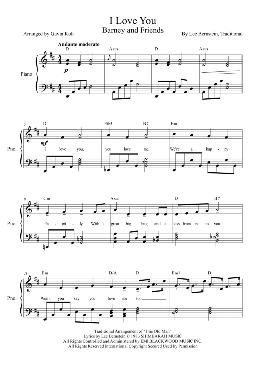 I Love You (arr. Gavin Koh)