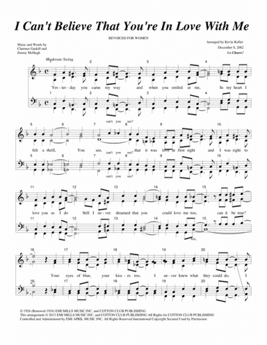 I Can't Believe That You're In Love With Me (arr. Kevin Keller)