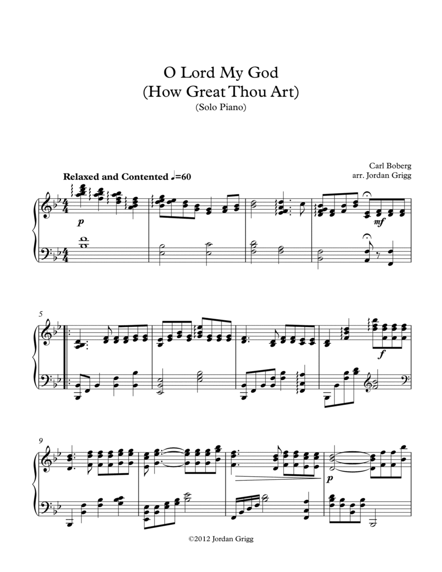 O Lord My God (How Great Thou Art) – Solo Piano (arr. Jordan Grigg)